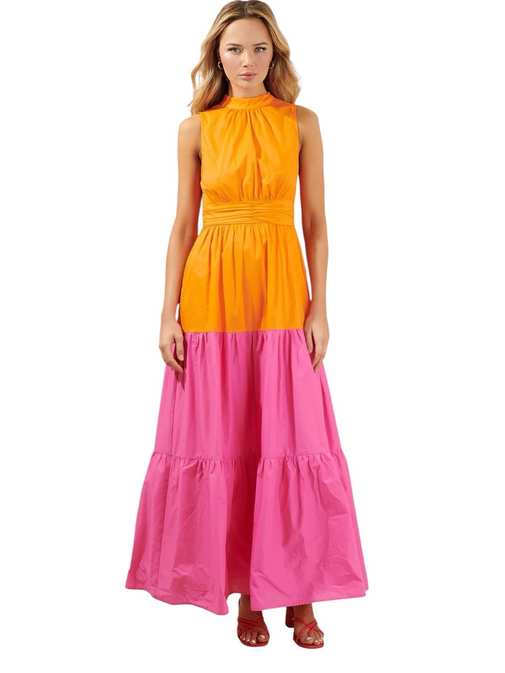 NWT Sugarlips Riley Halter Maxi Colorblock Dress $110